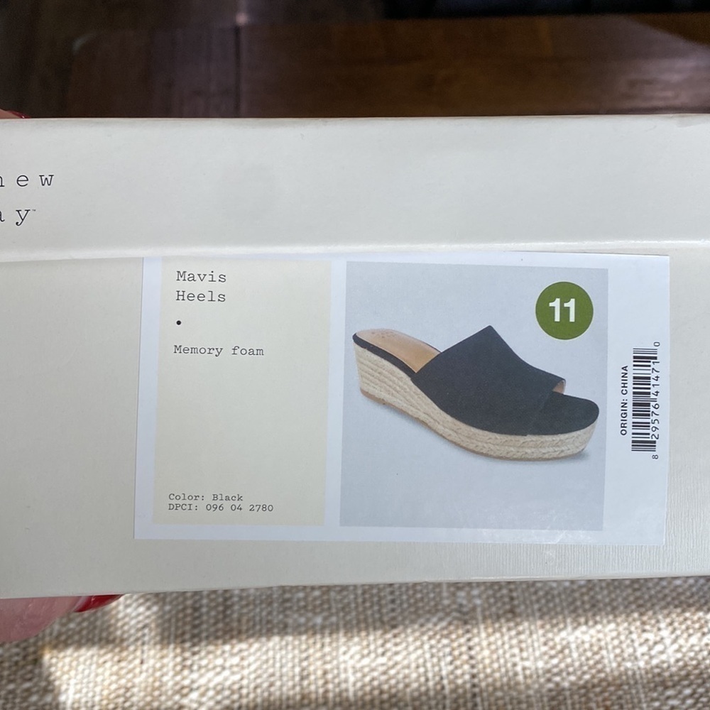 A new day Mavis Heels black espadrille mule slip on size 11 - Picture 4 of 4